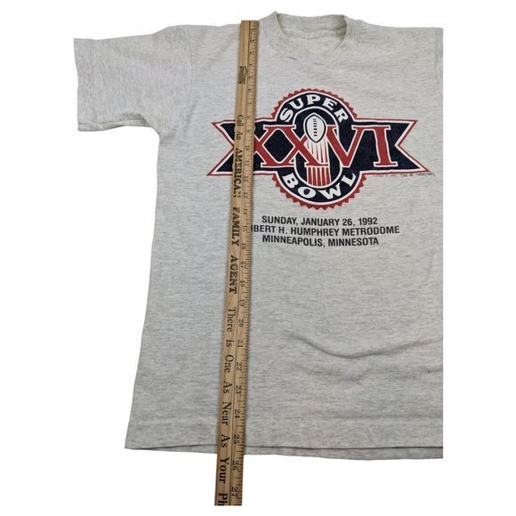 Vintage NFL Super Bowl XXVI 1992 Gray Single Stitch LOGO 7‎ T-Shirt Sz S/M - Picture 8 of 9